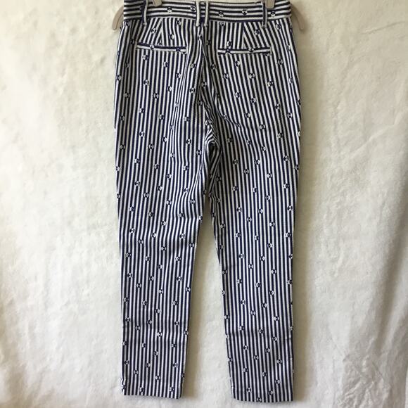 Anthropologie Blue & White Slim Trousers with Embroidery - Picture 11 of 16